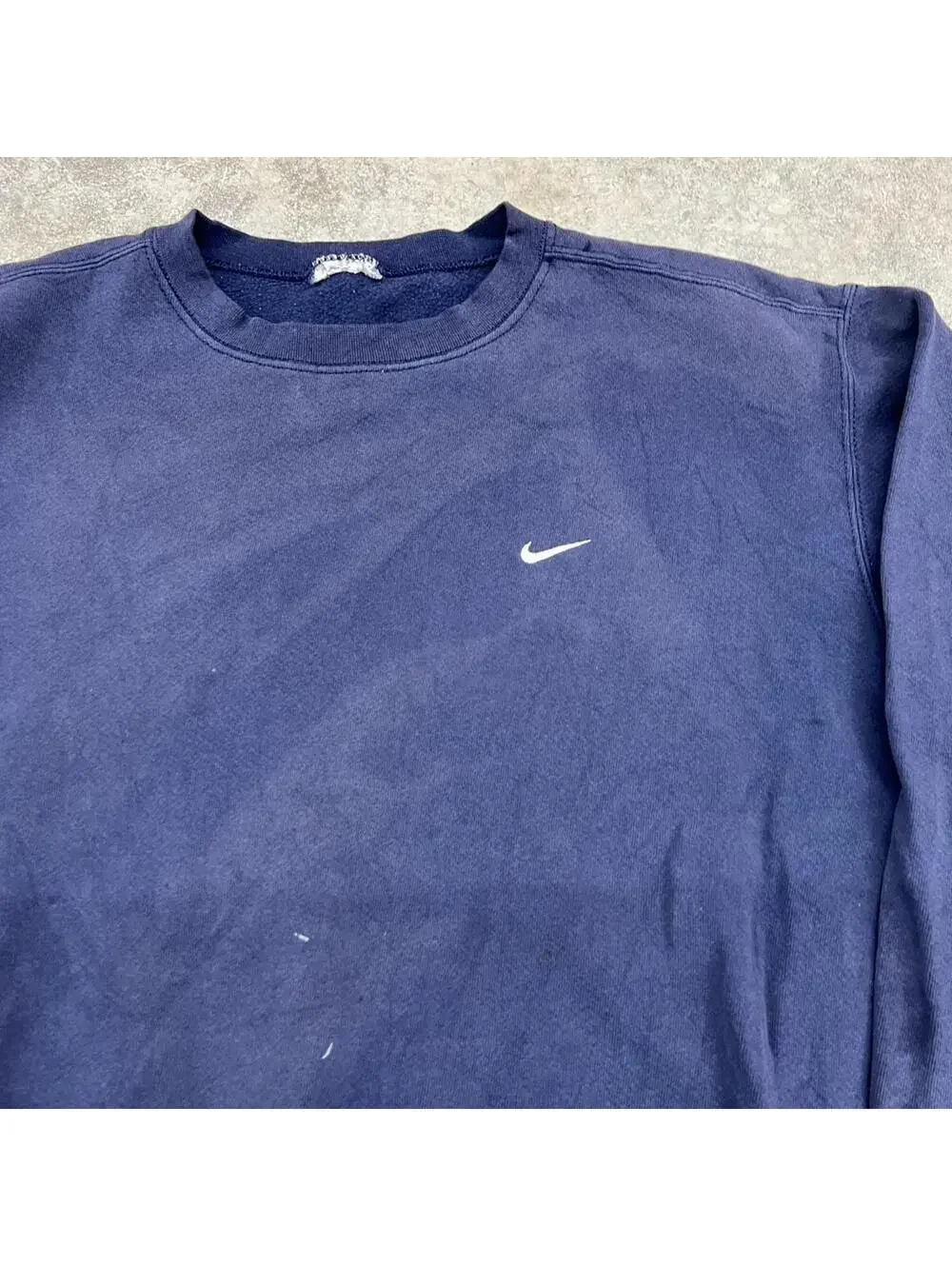 vintage nike faded navy small swoosh blank crewneck size large HAS STAINS